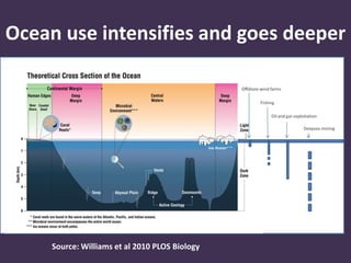 Ocean use intensifies and goes deeper 
Source: Williams et al 2010 PLOS Biology 
 
