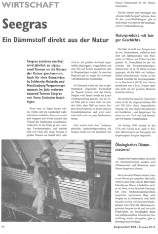 Gegenwind Artikel Seegras als Dämmstoff