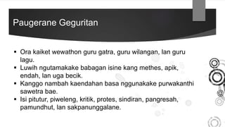 Pengerten Jinis Paugeran Lan Tuladha Geguritan Kelas Xii Smk Sma Ku