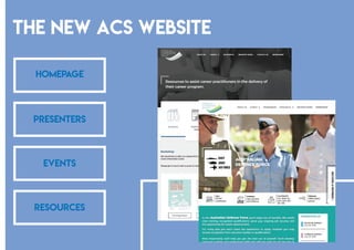 the new acs website
Homepage
Presenters
Events
resources