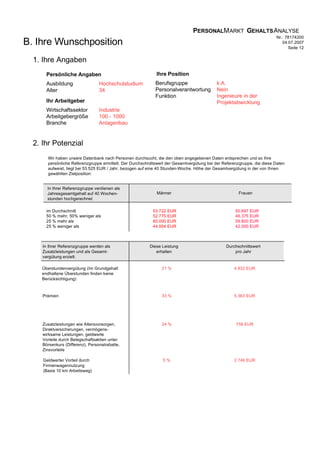 Gehaltsanalyse Beispiel