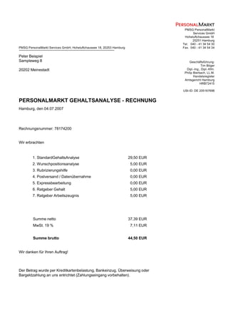 Gehaltsanalyse Beispiel