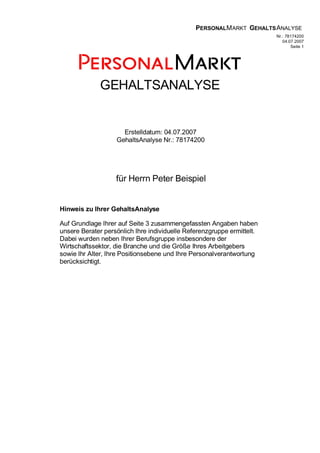 Gehaltsanalyse Beispiel