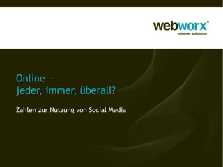 Online —
jeder, immer, überall?
Zahlen zur Nutzung von Social Media
 
