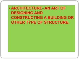 SINGING/MUSIC- PUTTING TOGETHER THE SOUNDS IN ORDER.CINEMA-MOTION PICTURE THAT BLENDS TOGETHER THE FUNDAMENTAL AND VITAL ELEMENTS OF MUSIC, PAINTING, LITERATURE  AND MUSIC.C. PRACTICAL ARTS:SCULPTURE- REFERS TO THE BREAKING AND OR PIECING TOGETHER HARD STONE OR OTHER SHAPEABLE MATERIALS TO REPRESENT SOMETHING IMAGINED OR REAL.ARCHITECTURE- AN ART OF DESIGNING AND CONSTRUCTING A BUILDING OR OTHER TYPE OF STRUCTURE.