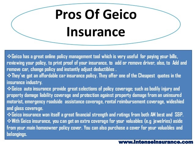 What are some policies offered by Geico insurance?