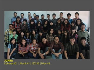 JUARA
Kabaret #2 | Musik #1 | EO #2 | Iklan #3
!
 