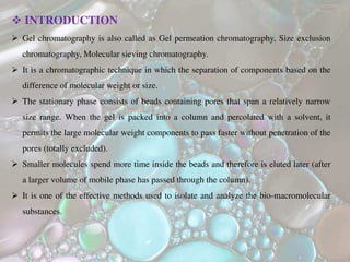 Gel chromatography by Mr. Vinayak Bodhankar | PDF