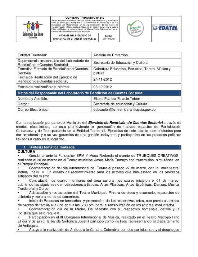 gel co formato informe ejer de rend de ctas 26112012 formatos de informes gerenciales