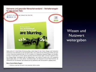 Wissen und
 Nutzwert
weitergeben
 