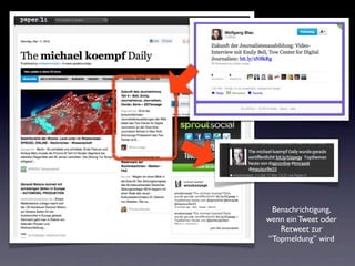 Benachrichtigung,
wenn ein Tweet oder
   Retweet zur
“Topmeldung” wird
 