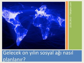 22.05.2012 – Takiplen.com
Gelecek on yılın sosyal ağı nasıl
planlanır?
 