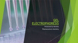 GEL
ELECTROPHORESIS
Presented by-Manisha
Phamaceutical chemistry
 