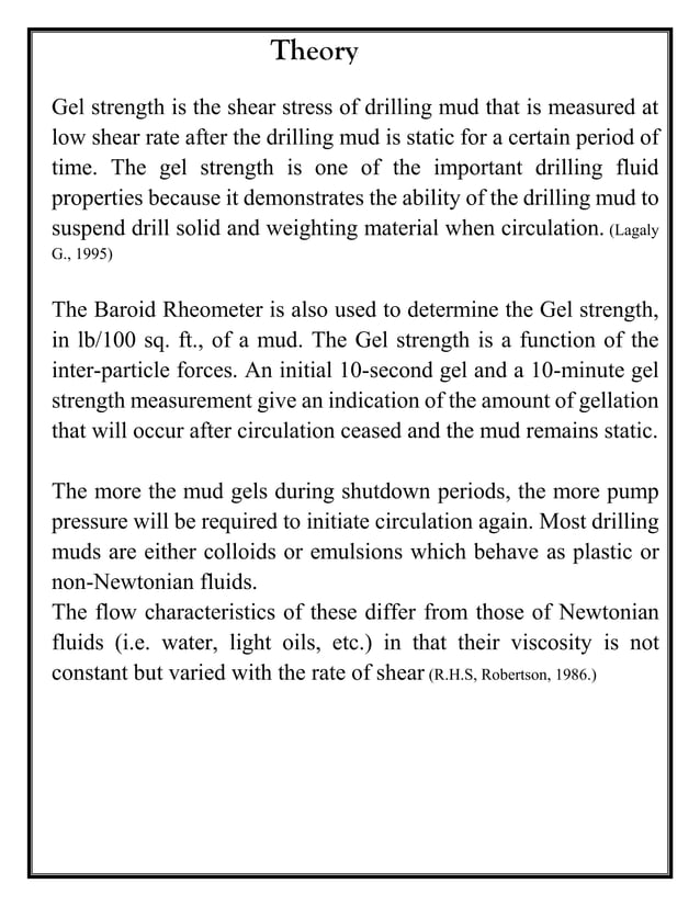 Gel strength(mud properties)