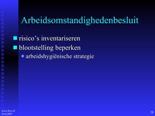 Arbeidsomstandighedenbesluit risico’s inventariseren blootstelling beperken arbeidshygiënische strategie 