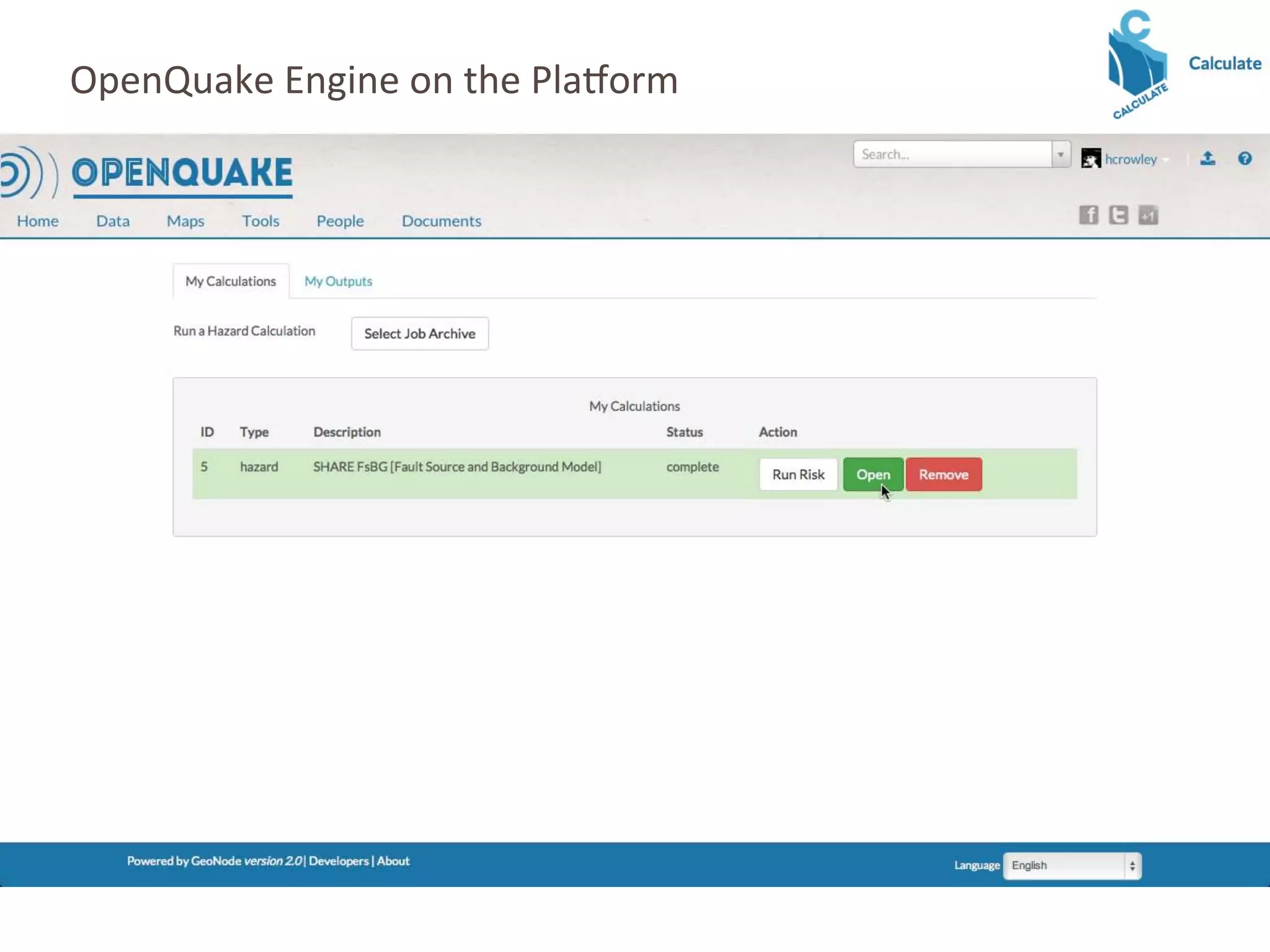 OpenQuake	
  Engine	
  on	
  the	
  Pla7orm	
  
 