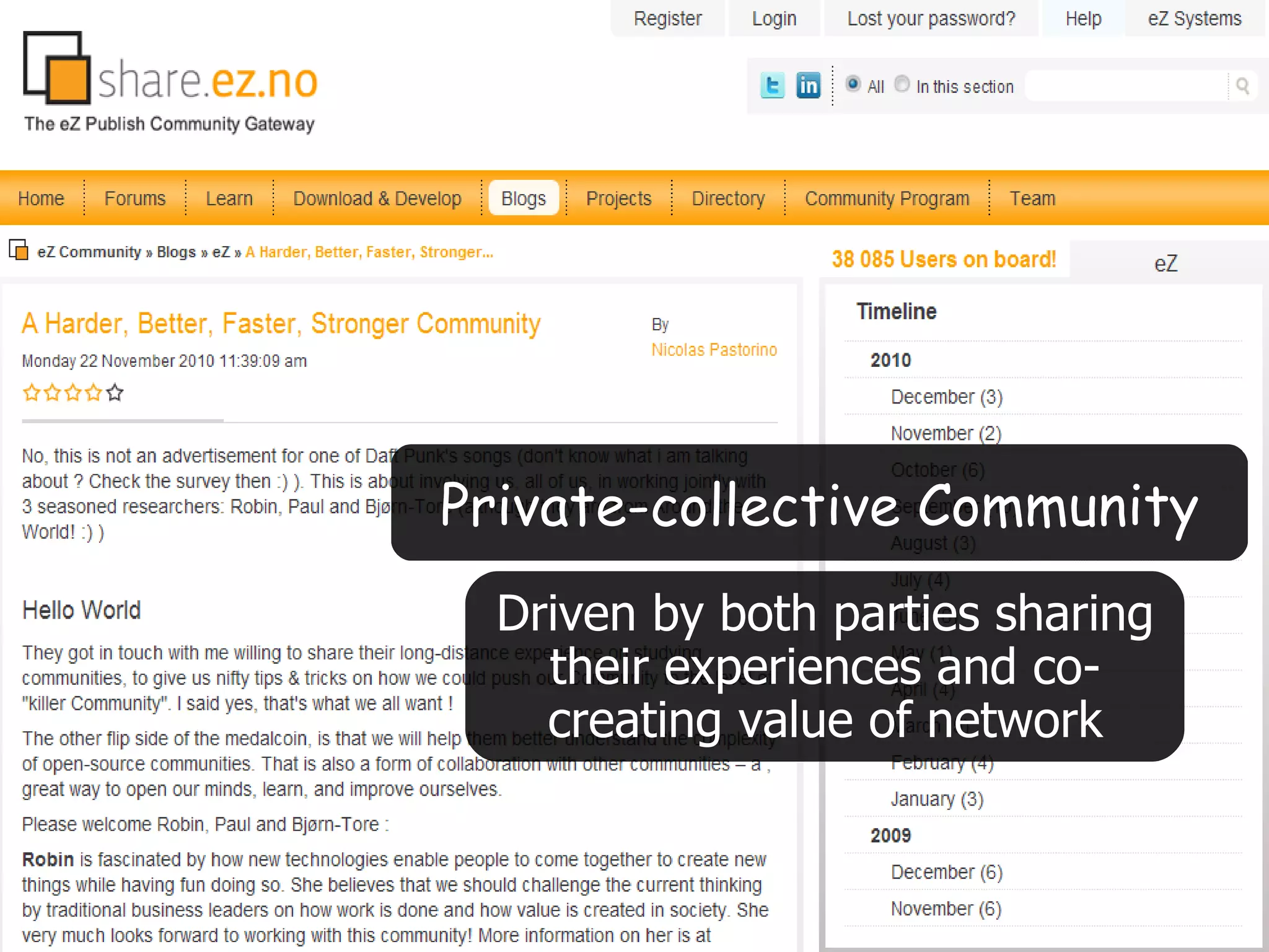 Driven by both parties sharing their experiences and co-creating value of network Private-collective Community 