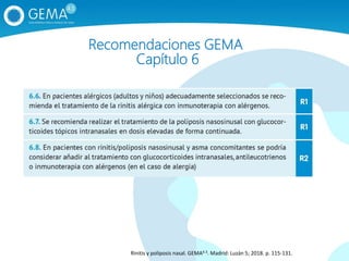 Recomendaciones GEMA
Capítulo 6
Rinitis y poliposis nasal. GEMA4.3. Madrid: Luzán 5; 2018. p. 115-131.
 