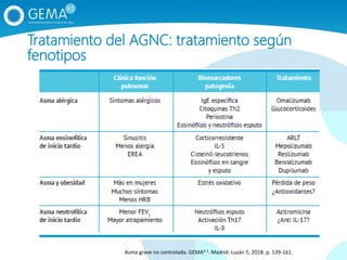 Tratamiento del AGNC: tratamiento según
fenotipos
Asma grave no controlada. GEMA4.3. Madrid: Luzán 5; 2018. p. 139‐161.
 