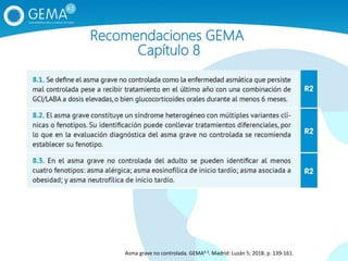 Recomendaciones GEMA
Capítulo 8
Asma grave no controlada. GEMA4.3. Madrid: Luzán 5; 2018. p. 139‐161.
 
