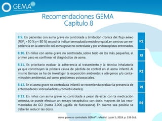 Recomendaciones GEMA
Capítulo 8
Asma grave no controlada. GEMA4.3. Madrid: Luzán 5; 2018. p. 139‐161.
 