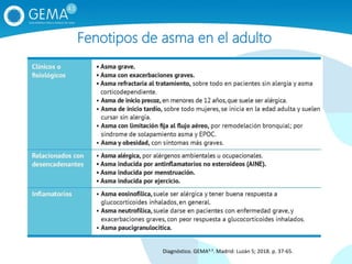 Fenotipos de asma en el adulto
Diagnóstico. GEMA4.3. Madrid: Luzán 5; 2018. p. 37‐65.
 
