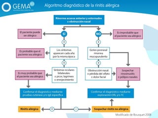 Algoritmo diagnóstico de la rinitis alérgica
Modificado de Bousquet 2008
 