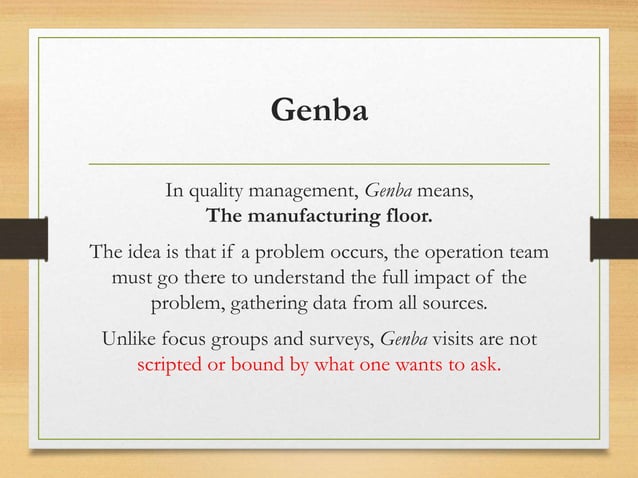 Genba OR Gemba- A Problem Solving Technique | PPTX | Business and Finance