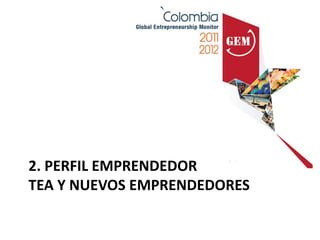 2. PERFIL EMPRENDEDOR
TEA Y NUEVOS EMPRENDEDORES
 