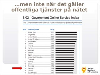 …men inte när det gäller 
offentliga tjänster på nätet 
 