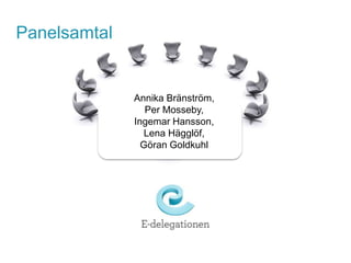 Annika Bränström, 
Per Mosseby, 
Ingemar Hansson, 
Lena Hägglöf, 
Göran Goldkuhl 
Panelsamtal 
 