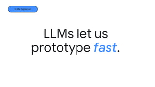 LLMs let us
prototype fast.
LLMs Explained
 