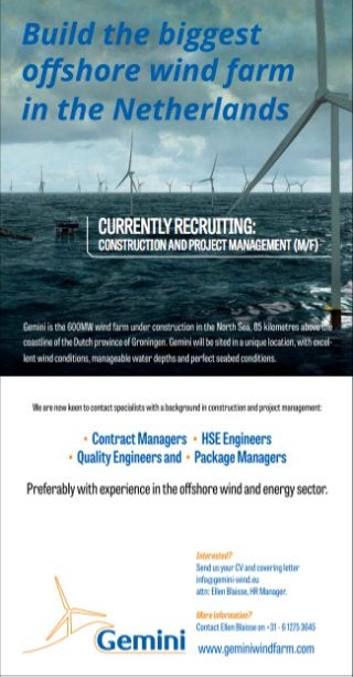Gemini is Recruiting. Build the biggest offshore wind farm in the Netherlands