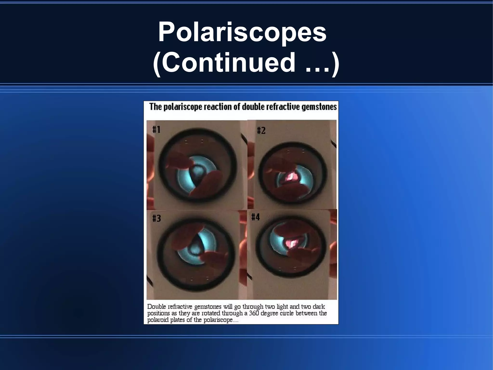 Polariscopes
(Continued …)
 