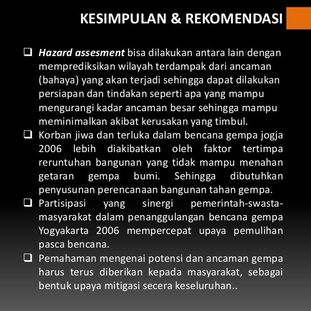 Mitigasi Bencana dan Penataan Ruang Gempa Bumi Yogyakarta 2006