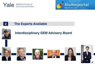 Yale 	
  
        School	
  of	
  Forestry	
  &	
  
        Environmental	
  Studies	
  


	
  	
  
1
2
2      Thebig topics in Wind Energy
       The Experts Available



       Interdisciplinary GEM Advisory Board
 