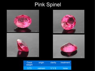 Pink Spinel Carat weight origin clarity treatment 3.73 vietnam V V S none 