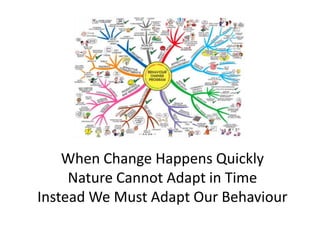 When Change Happens Quickly
Nature Cannot Adapt in Time
Instead We Must Adapt Our Behaviour
 