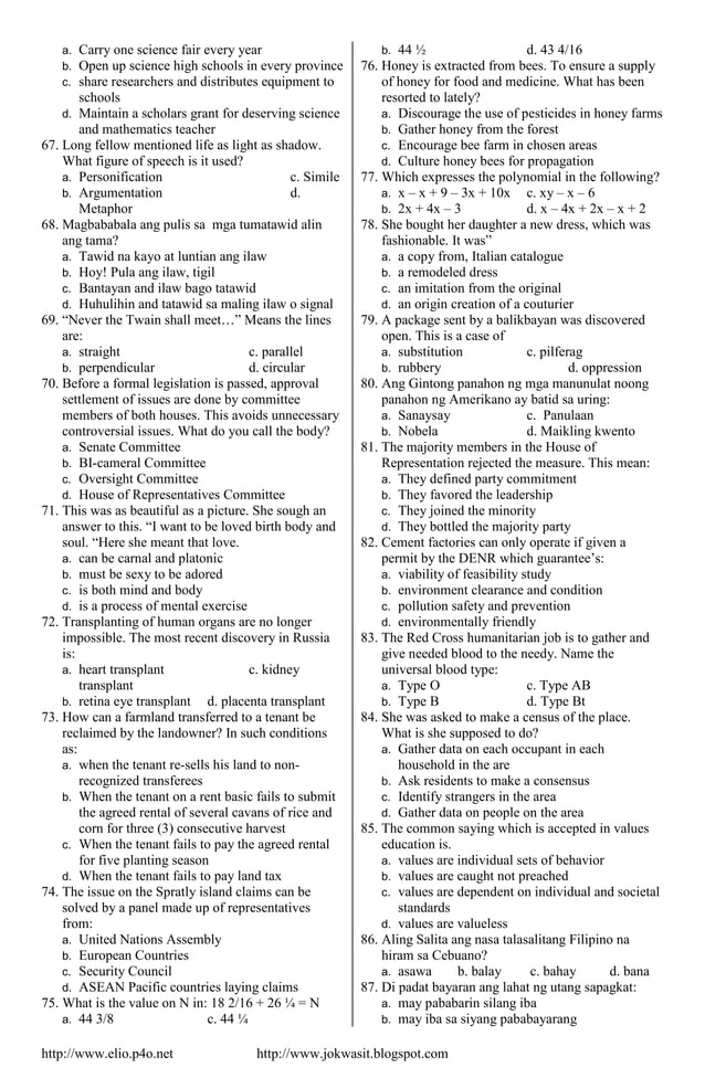 GENERAL EDUCATION LET REVIEWER