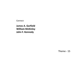 Connect

James A. Garfield
William McKinley
John F. Kennedy




                    Theme - 15
 