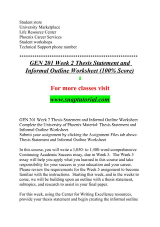 thesis statement and informal outline worksheet