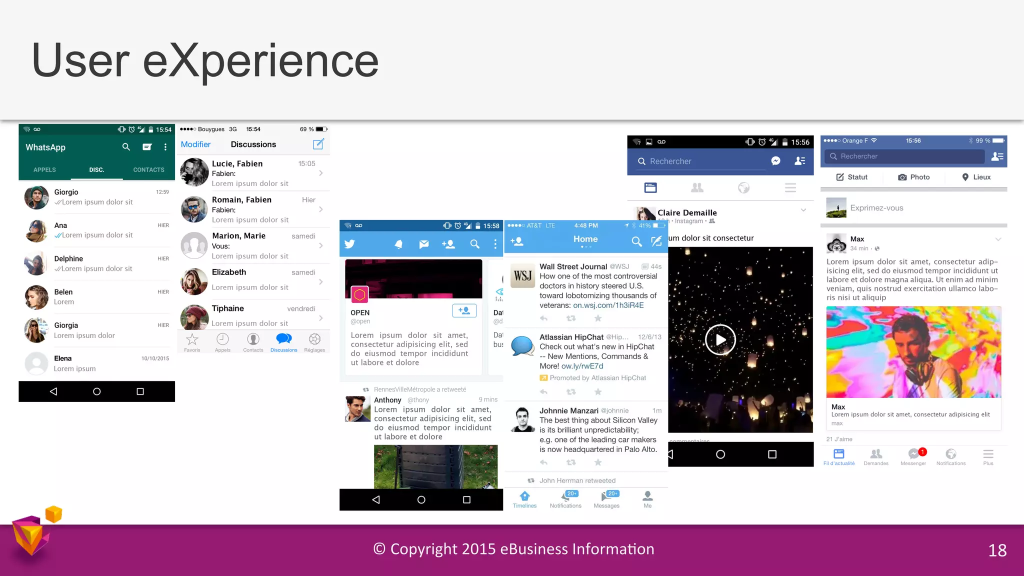 ©	
  Copyright	
  2015	
  eBusiness	
  Informa9on	
   18	
  
User eXperience
 
