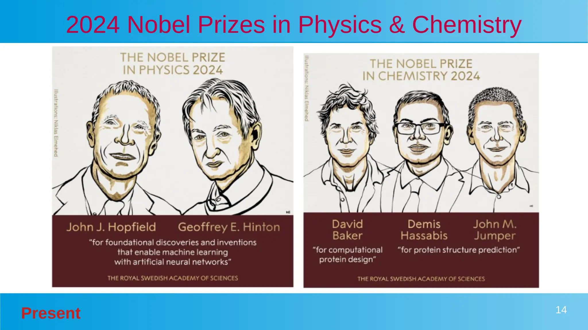 Present 14
2024 Nobel Prizes in Physics & Chemistry
 