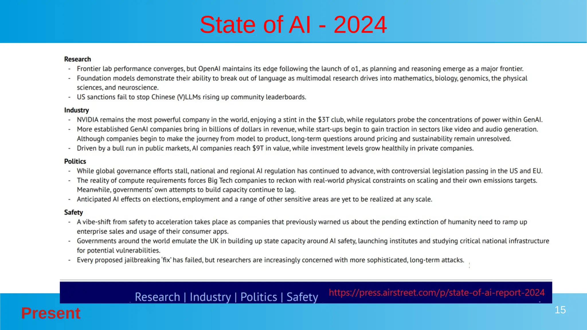 Present 15
State of AI - 2024
 