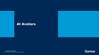 RESTRICTED DISTRIBUTION
12 © 2023 Gartner, Inc. and/or its affiliates. All rights reserved.
AI Avatars
 