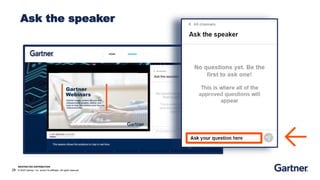 29 © 2023 Gartner, Inc. and/or its affiliates. All rights reserved.
RESTRICTED DISTRIBUTION
Ask the speaker
 