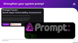 [Confidential]
Prompt.Security
Strengthen your system prompt
31
31
 