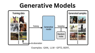 Generative Models
Examples: GAN, LLM - GPT2, BERT,
 