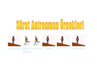 Koşu Alıştırmaları Engel Çalışması
Arttırma koşusu Reaksiyon Sprint Koşusu   İnterval
                (Çıkış)
                Çalışmaları
 