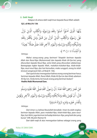 Pendidikan Agama Islam dan Budi Pekerti
232
beriman harus beriman kepada Rasul Allah dengan baik.
Aktivitas Peserta Didik:...